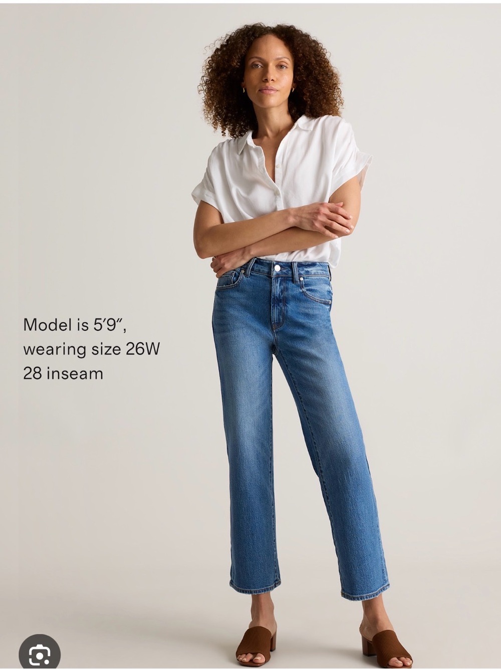 Quince High-Rise Straight Jeans in Medium Blue
